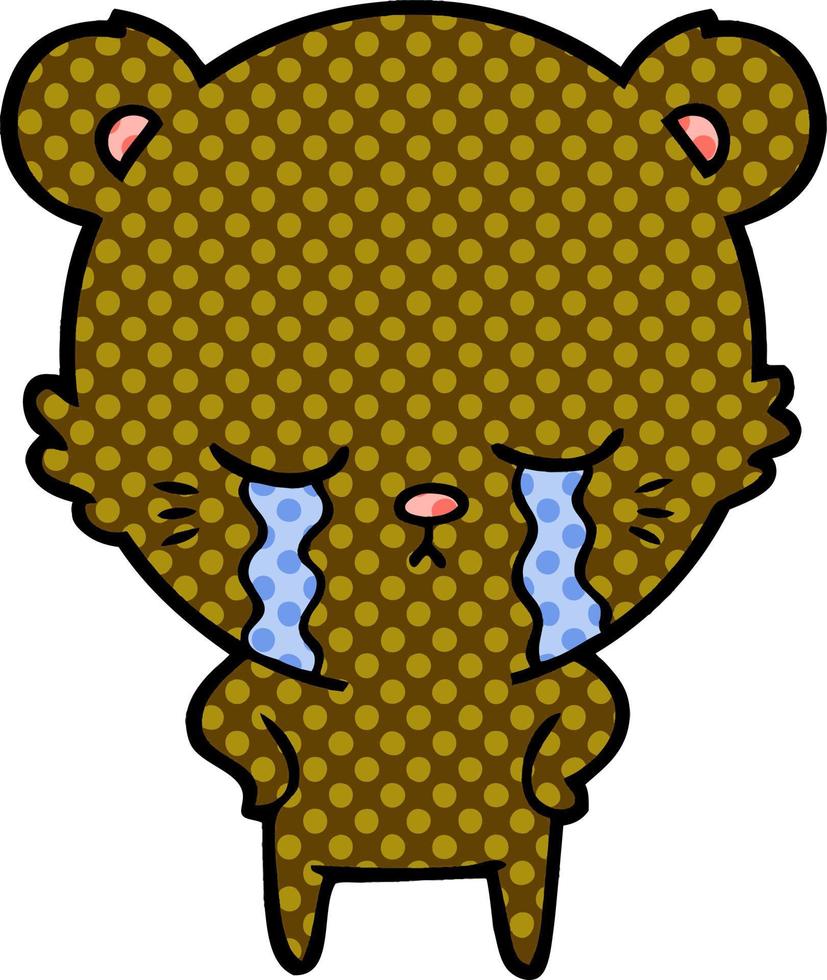 crying cartoon bear vector