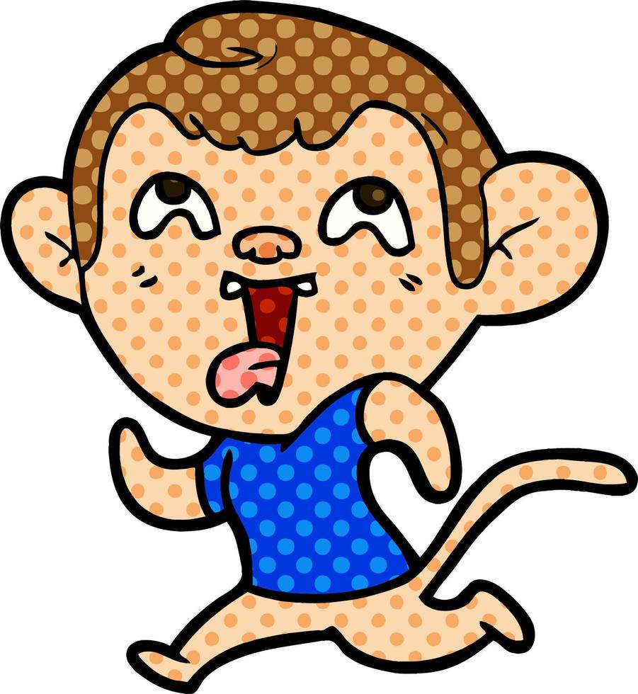 crazy cartoon monkey jogging vector