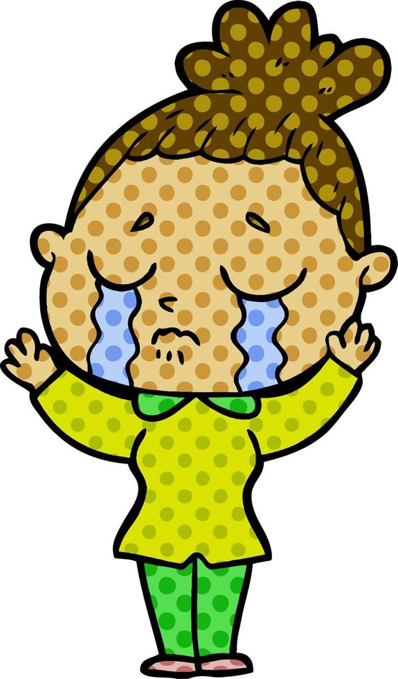 cartoon crying woman vector