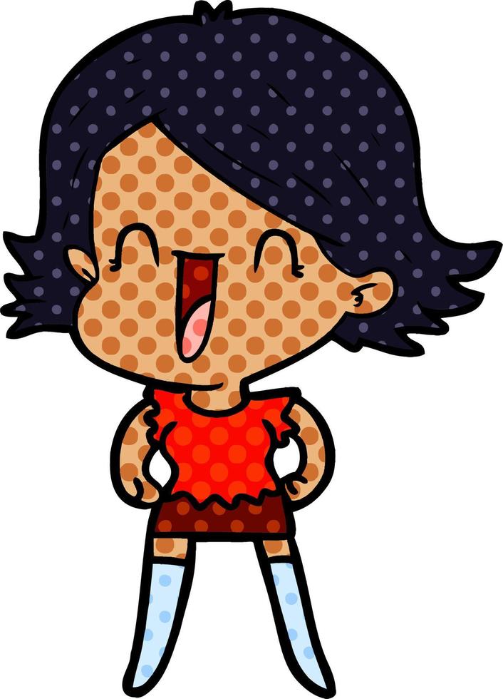 mujer feliz de dibujos animados vector