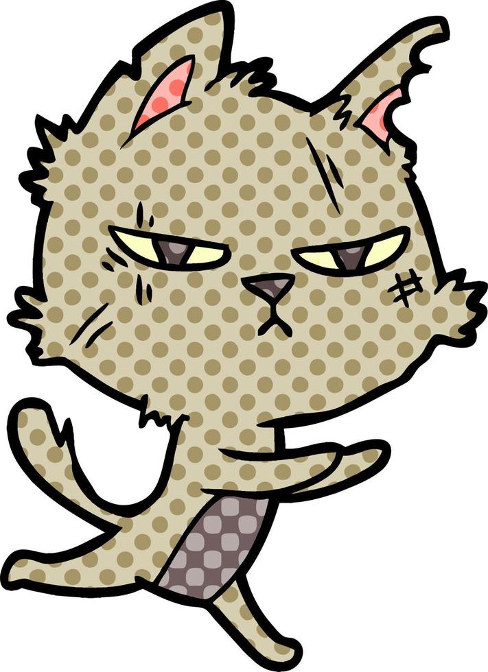 tough cartoon cat running vector