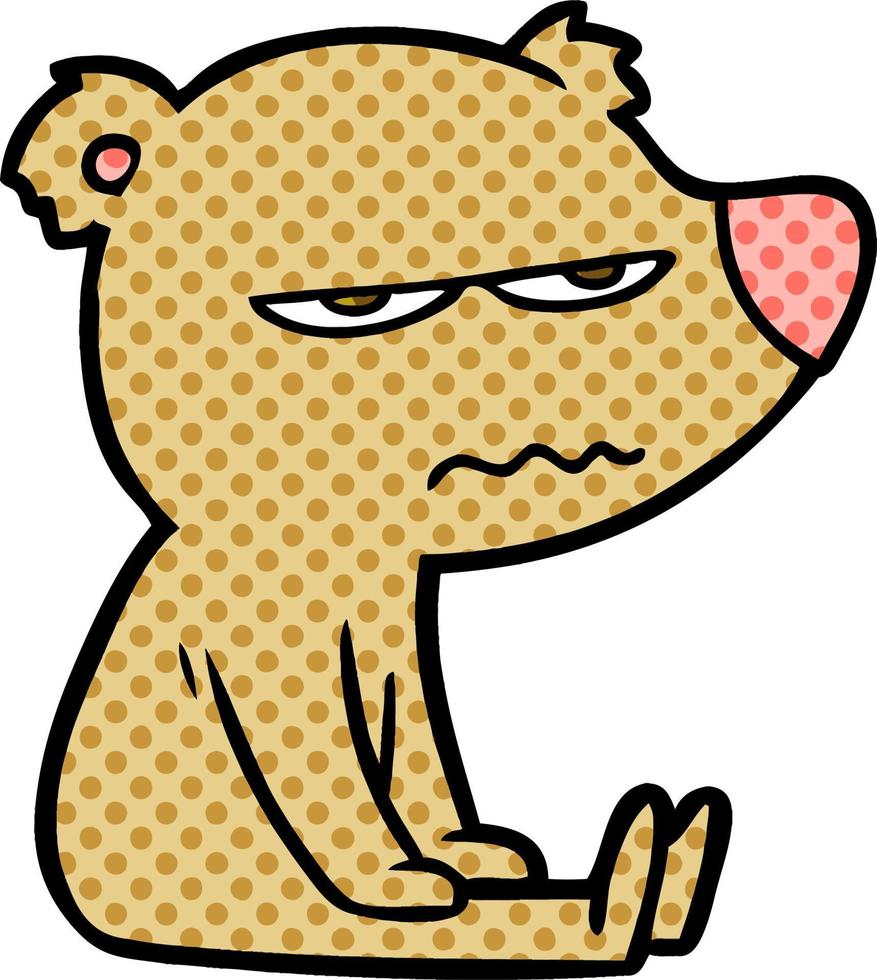 dibujos animados de oso enojado sentado vector