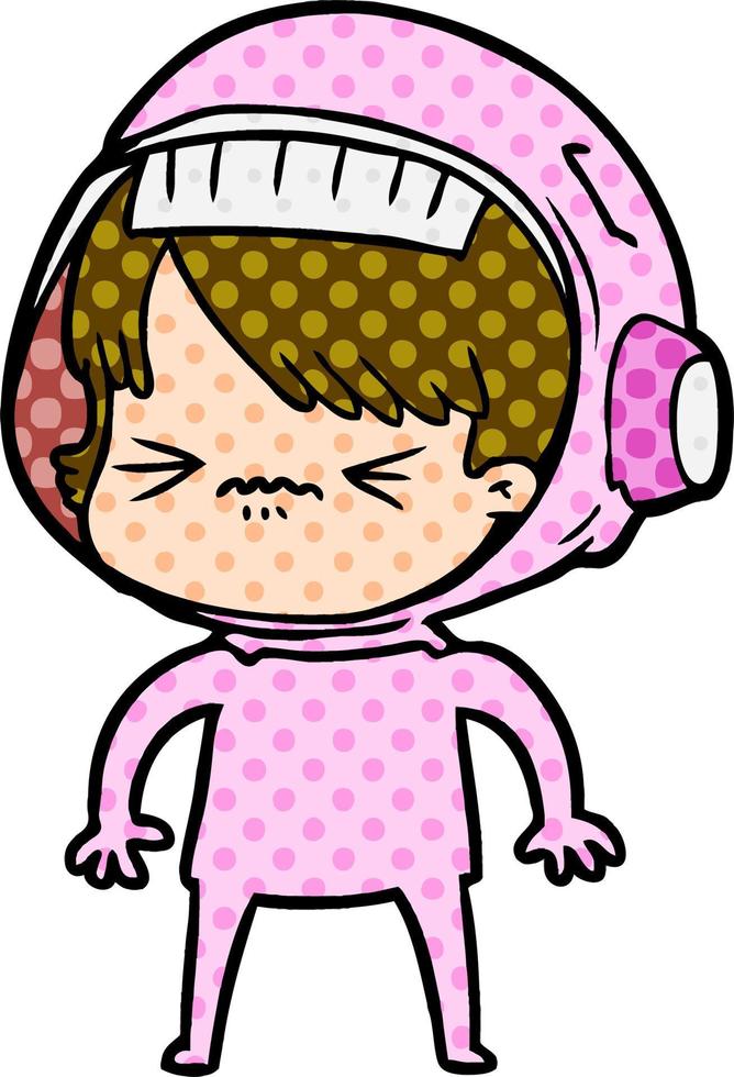 angry cartoon space girl vector