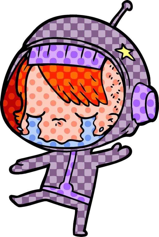 cartoon crying astronaut girl vector