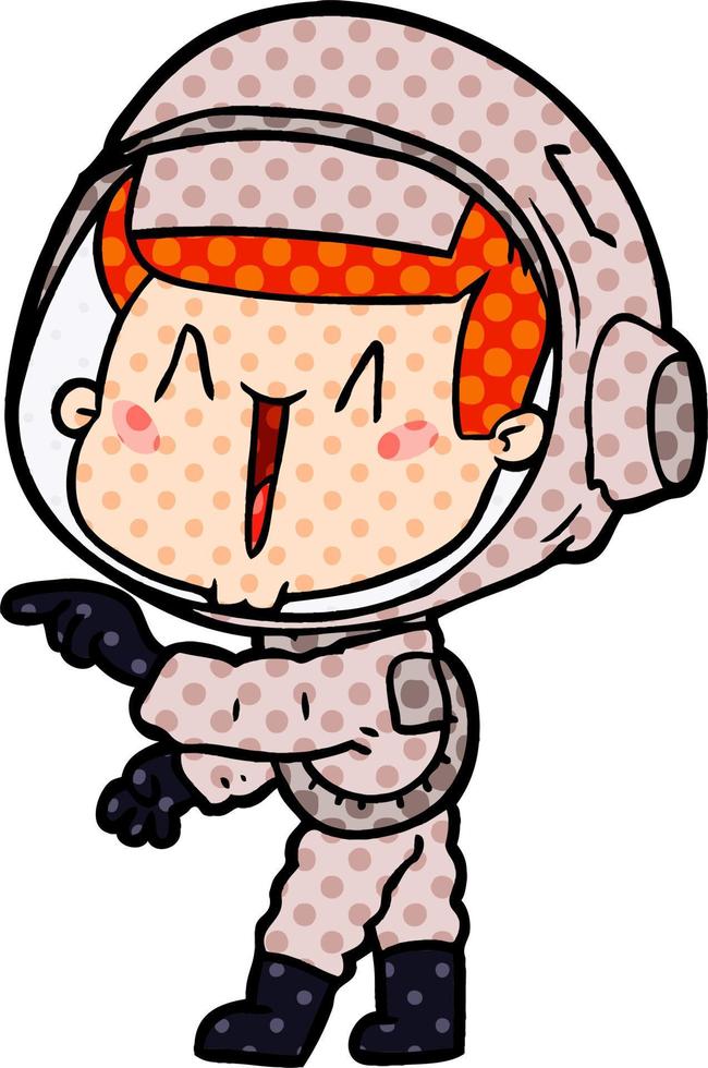 happy cartoon astronaut pointing vector