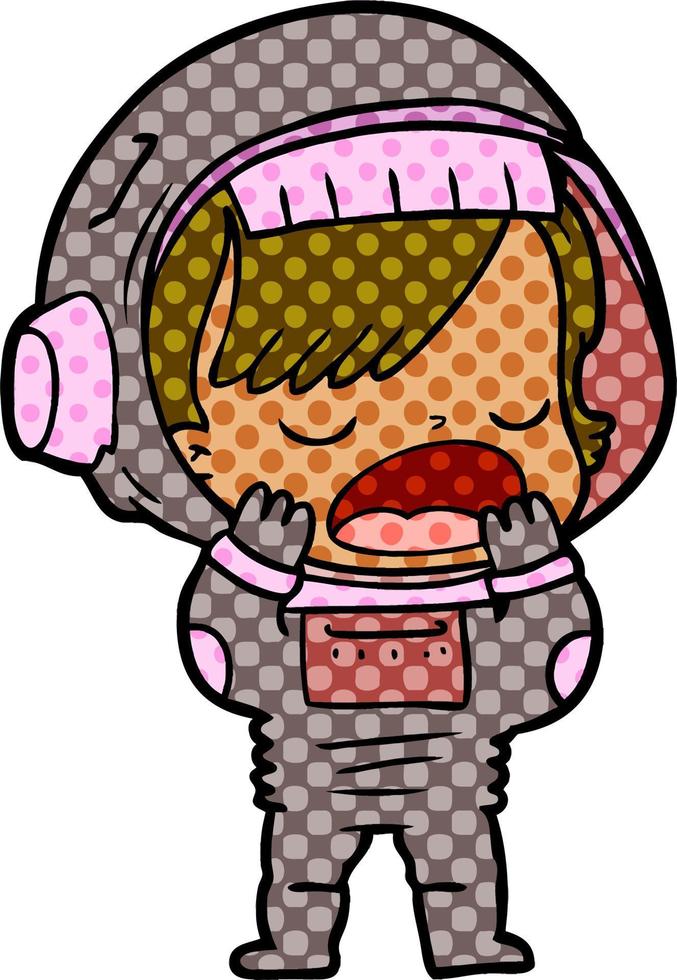 cartoon talking astronaut yawning vector