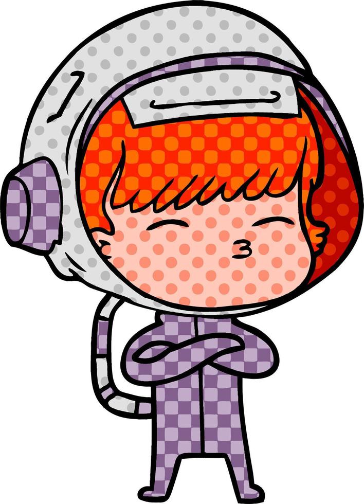 astronauta curioso de dibujos animados vector