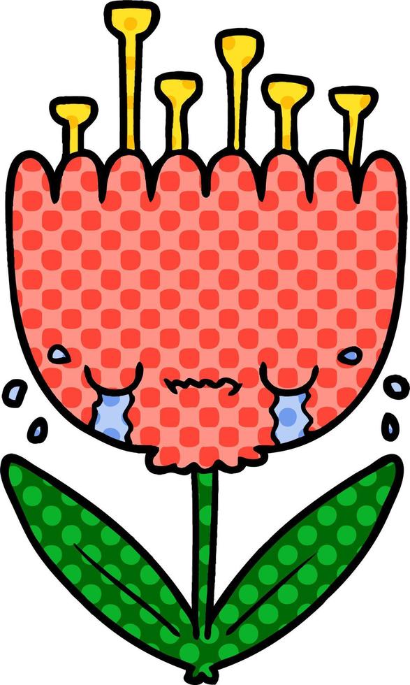 crying cartoon flower vector