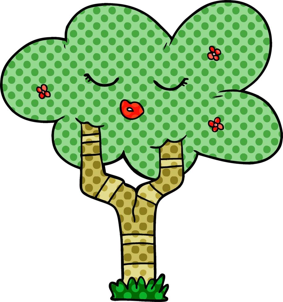 cartoon tree with face vector