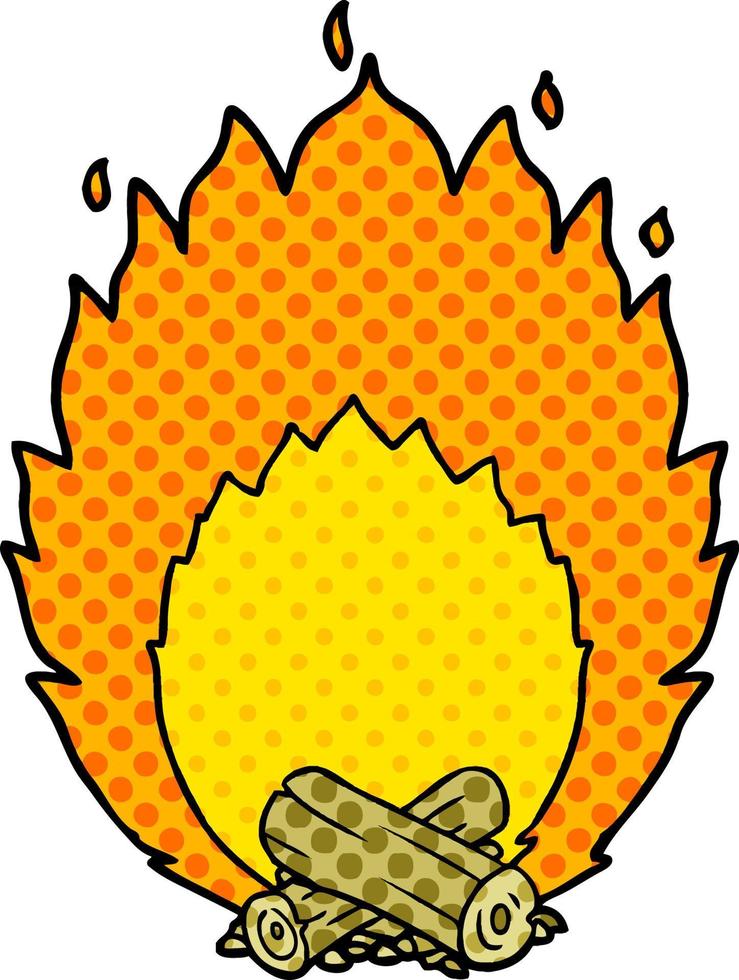 cartoon blazing camp fire vector