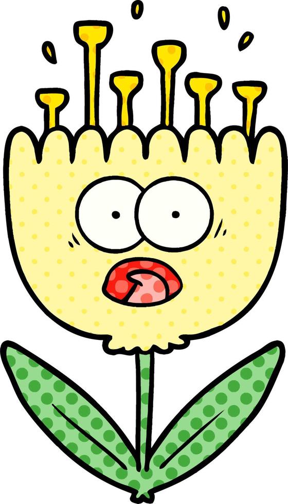 cartoon shocked flower vector