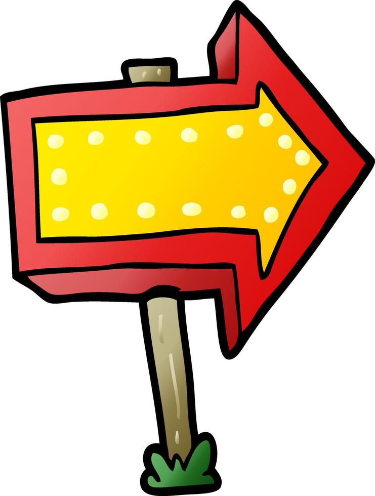 cartoon pointing arrow sign vector
