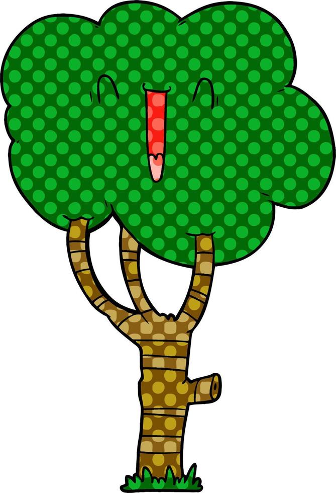 cartoon laughing tree vector