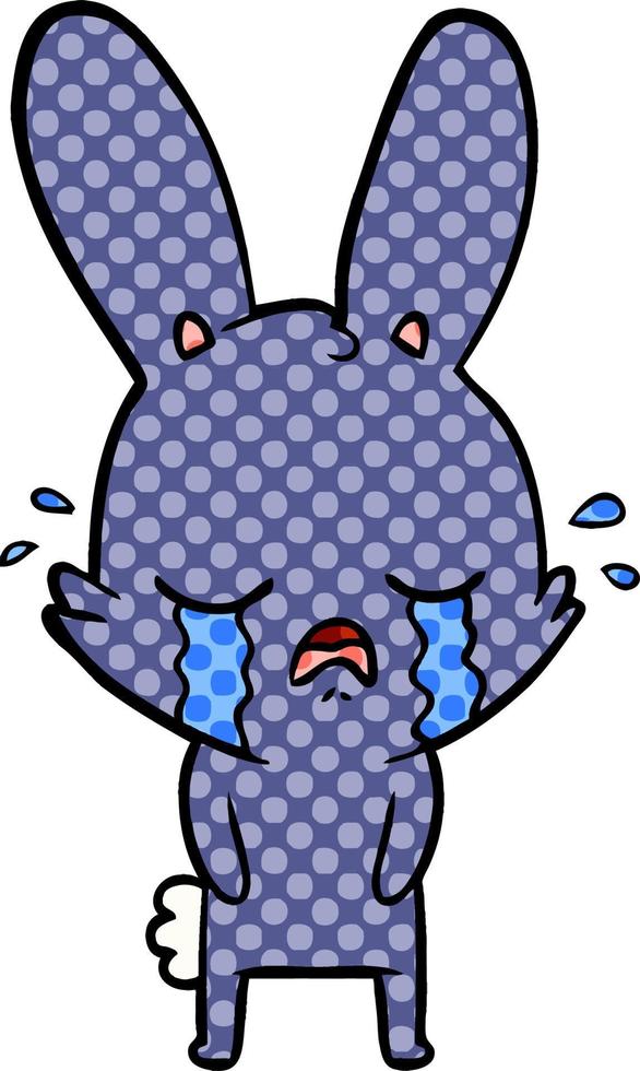cute cartoon rabbit crying vector