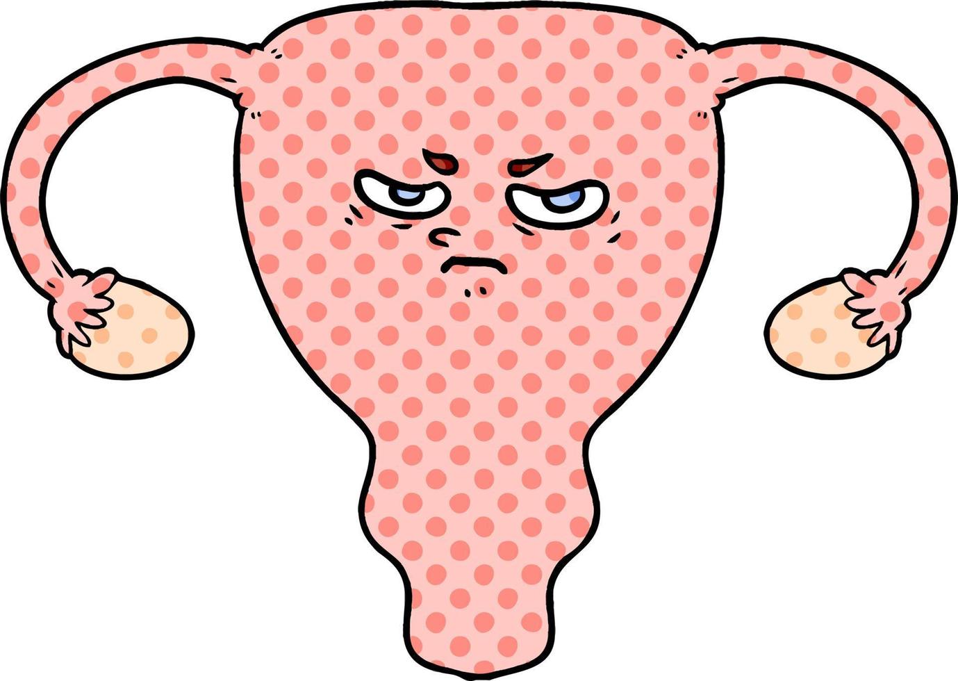 cartoon angry uterus vector