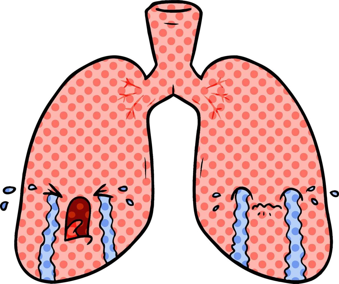 cartoon lungs crying vector