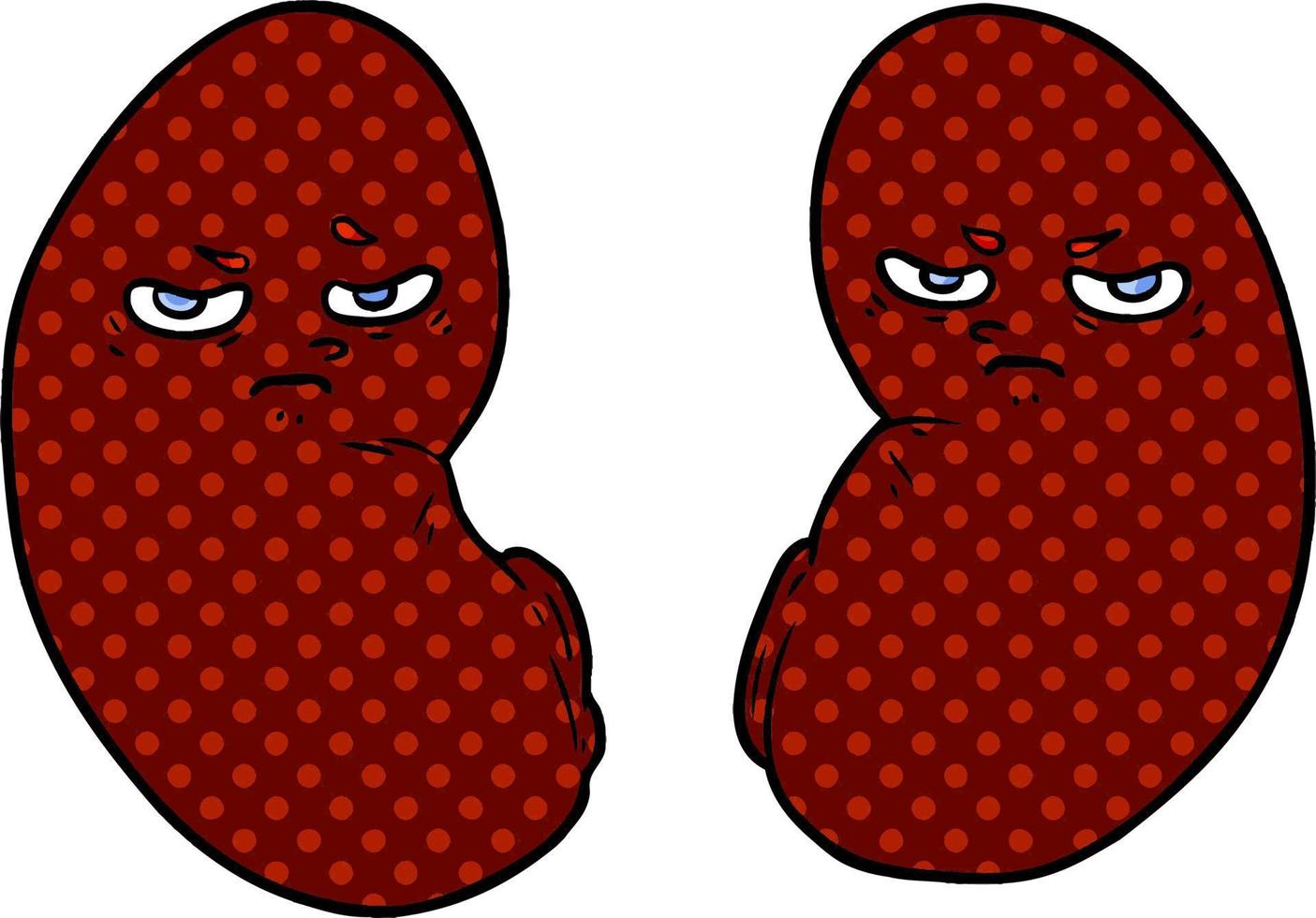 cartoon irritated kidneys vector