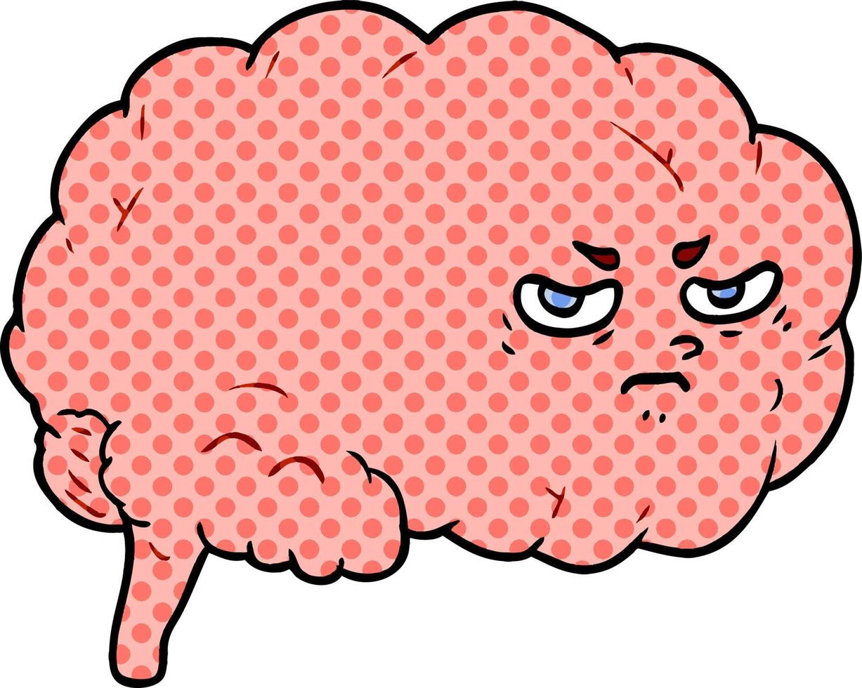 cartoon angry brain vector