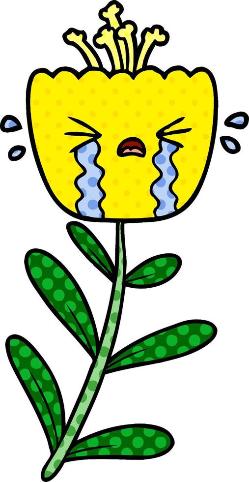 cartoon crying flower vector