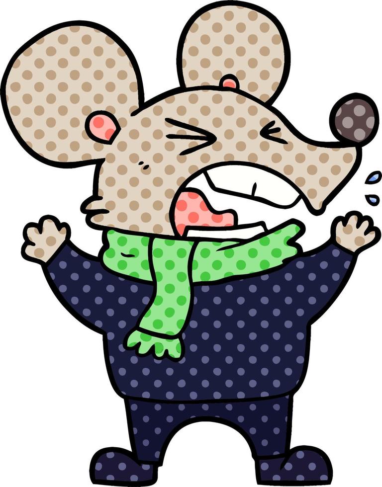 cartoon angry mouse vector