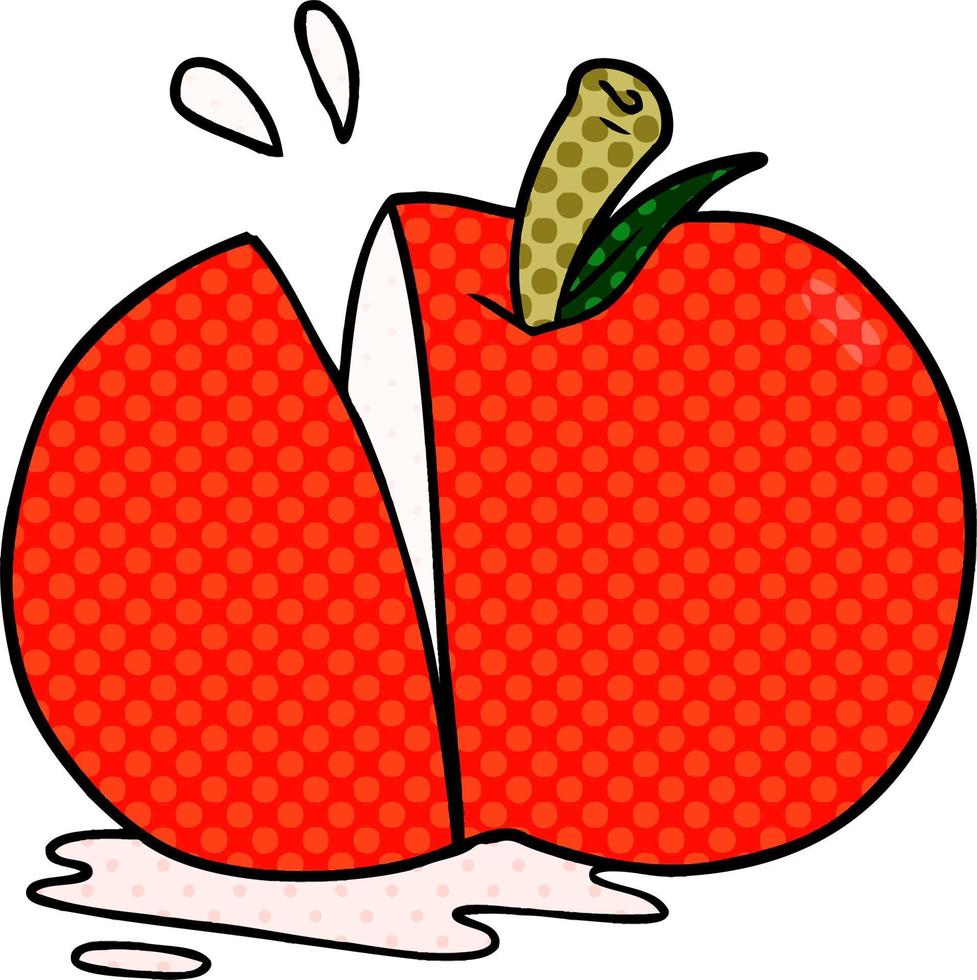 manzana en rodajas de dibujos animados vector