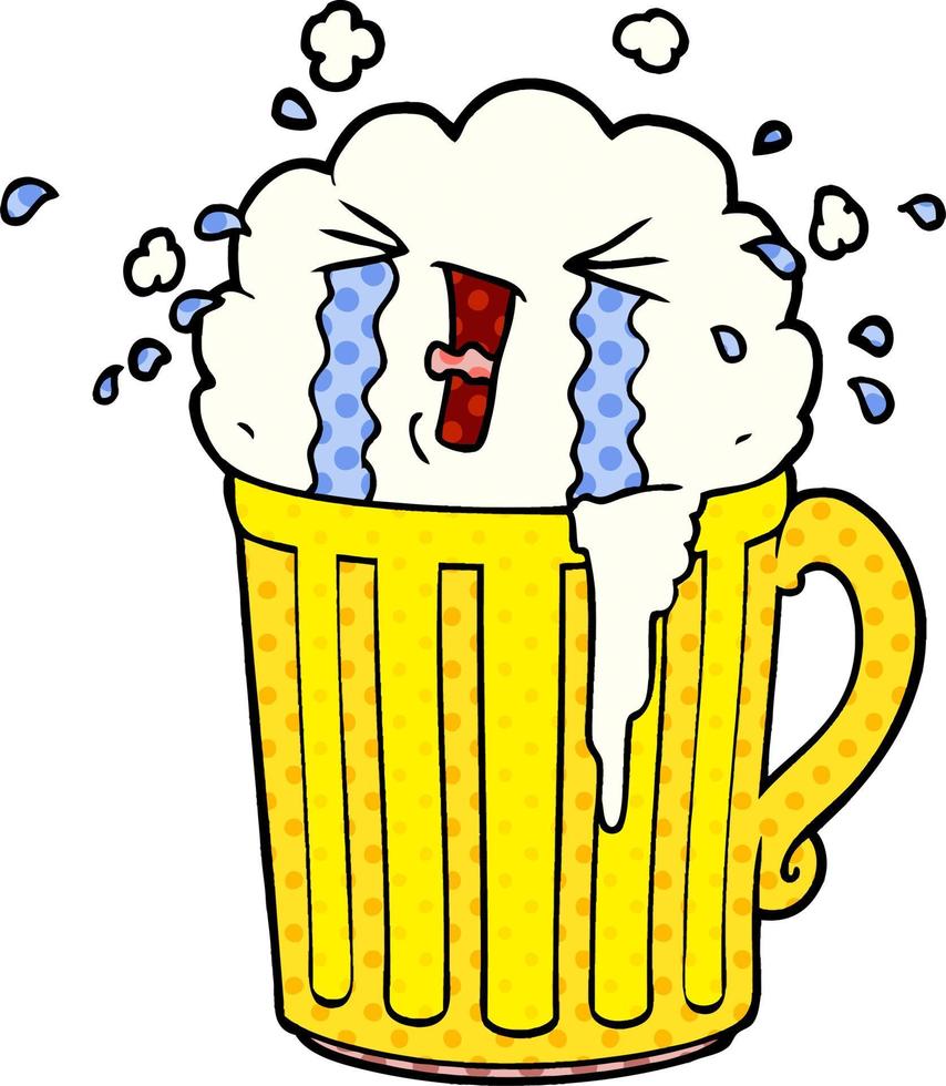 cartoon mug of beer crying vector
