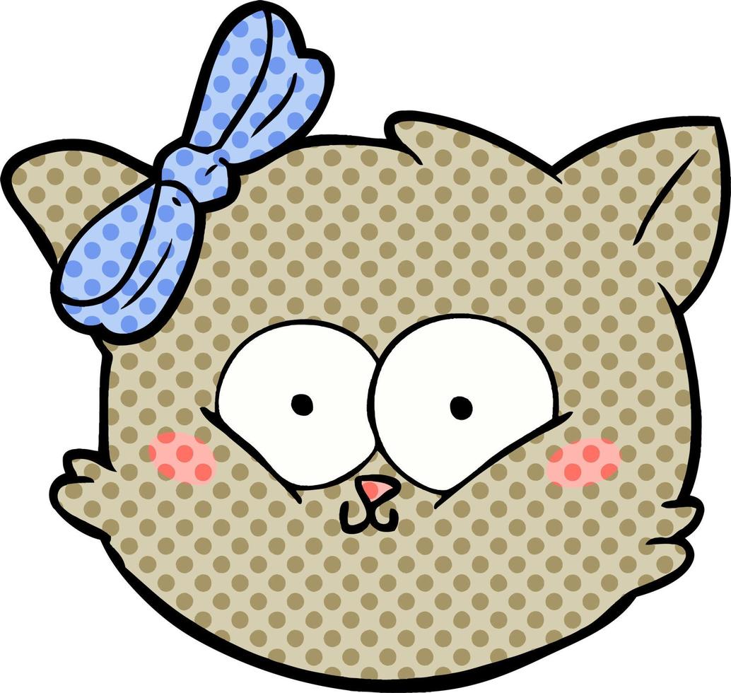 cute cartoon kitten face vector