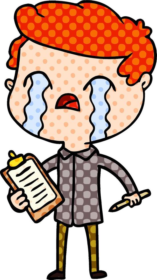 cartoon salesman crying vector