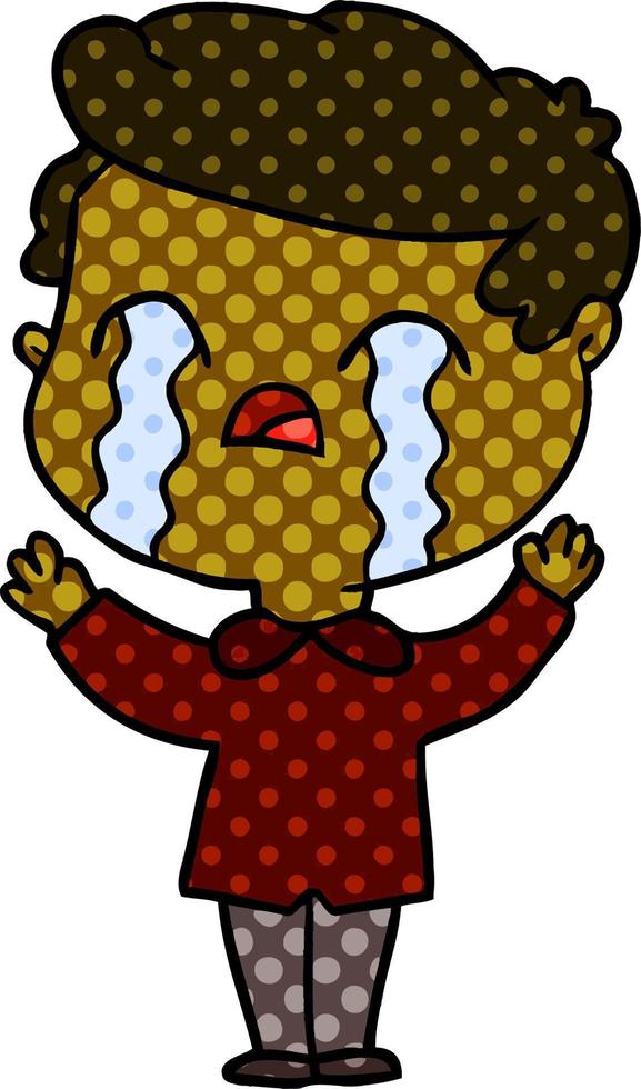 cartoon man crying vector