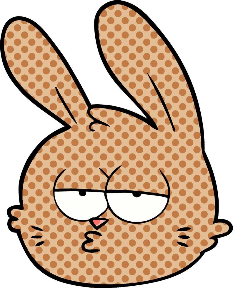 cara de conejo hastiado de dibujos animados vector