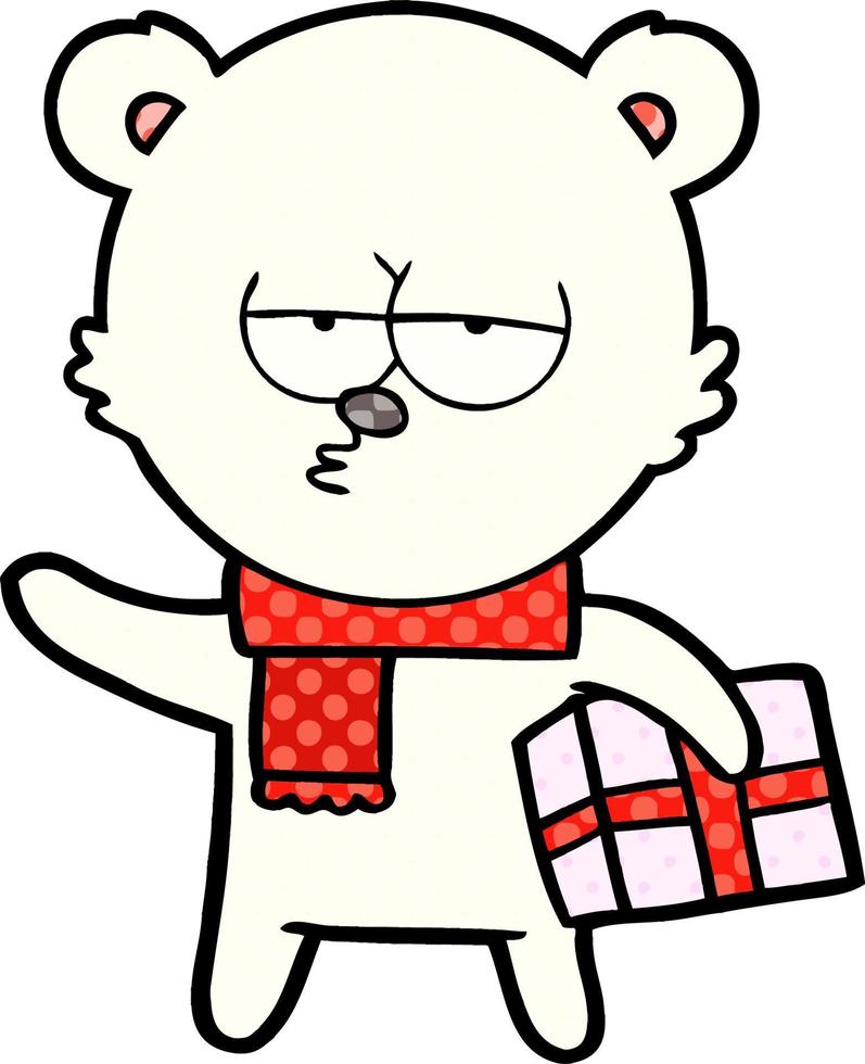 christmas polar bear cartoon vector