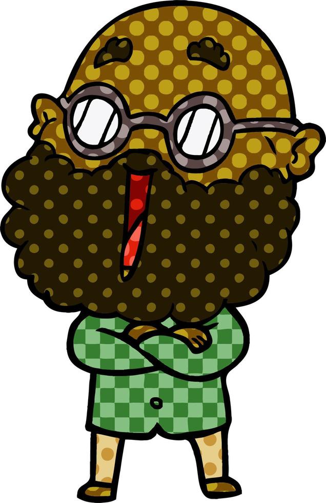 cartoon joyful man with beard vector