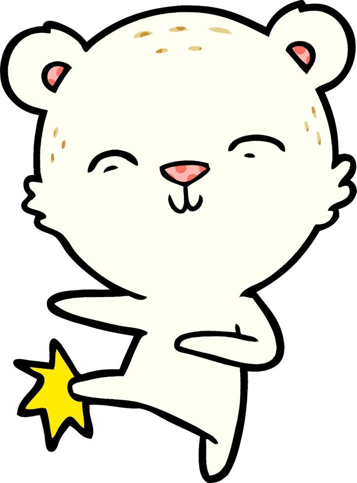happy cartoon polar bear kicking vector