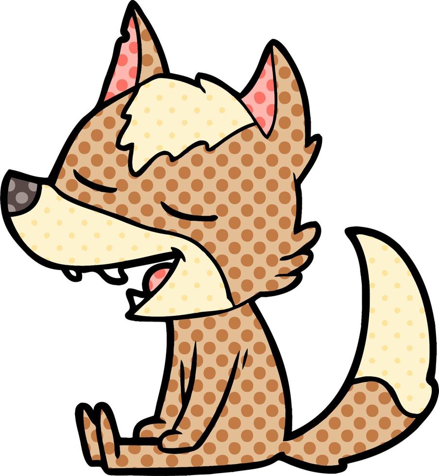 cartoon wolf laughing vector