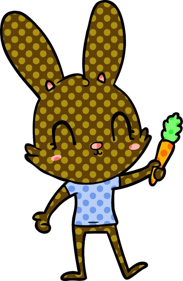 cute cartoon rabbit with carrot vector