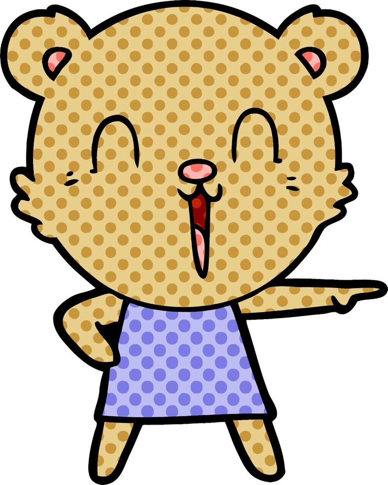 happy cartoon bear pointing vector