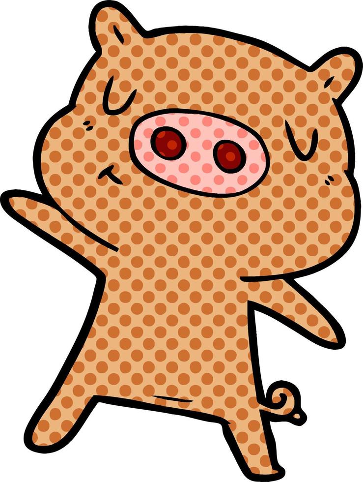 cartoon content pig vector