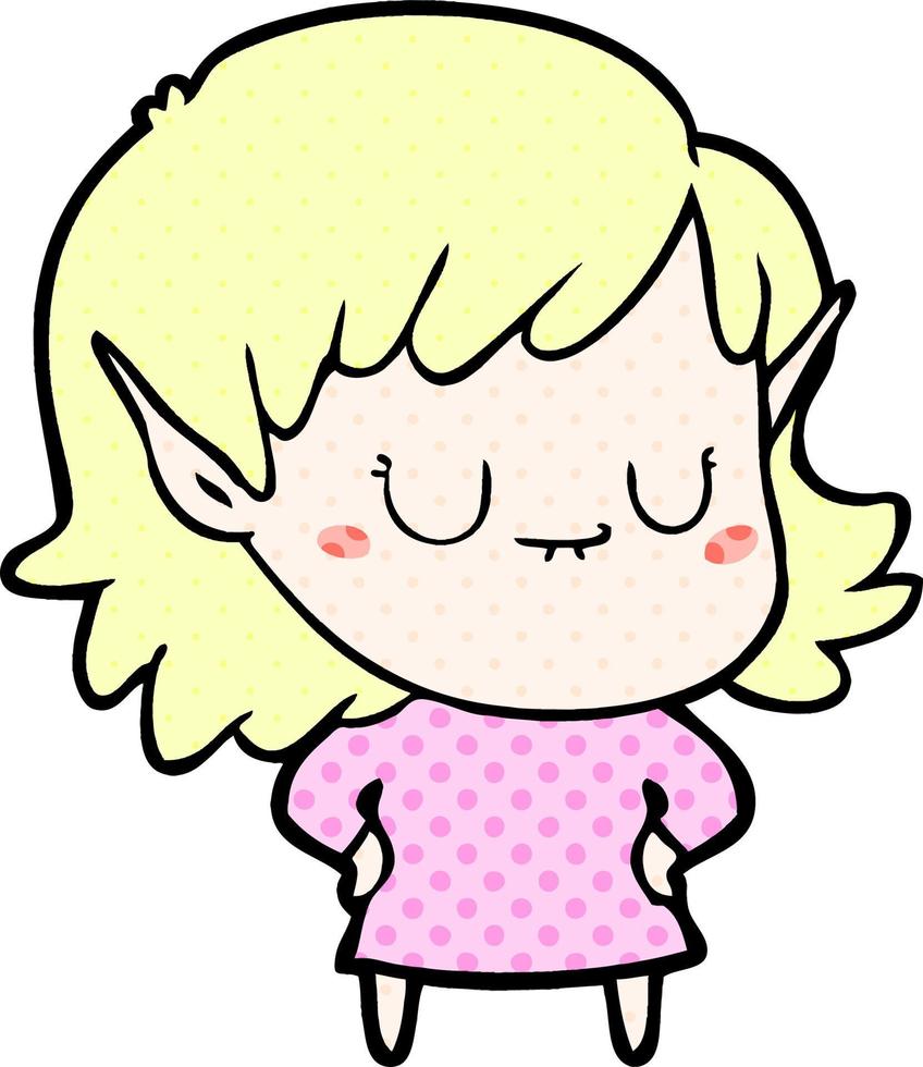 niña elfa feliz de dibujos animados vector