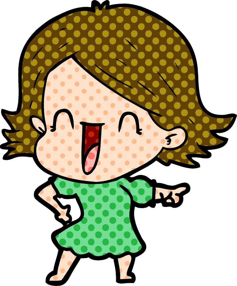 mujer feliz de dibujos animados vector