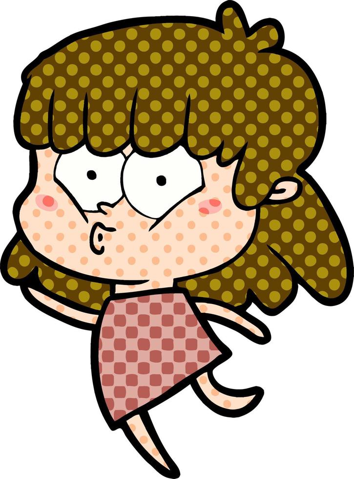 cartoon whistling girl vector