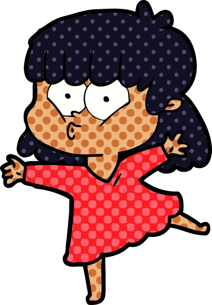 niña silbando de dibujos animados vector