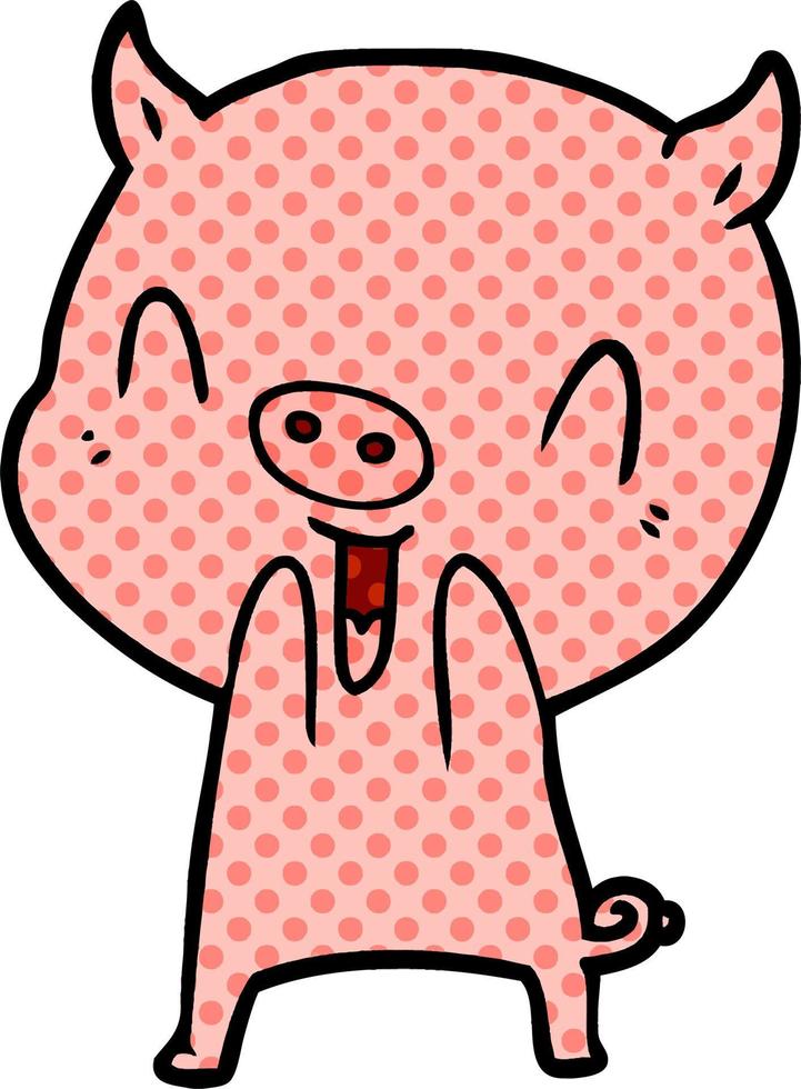 happy cartoon pig vector