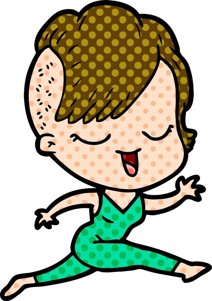 happy cartoon girl running vector