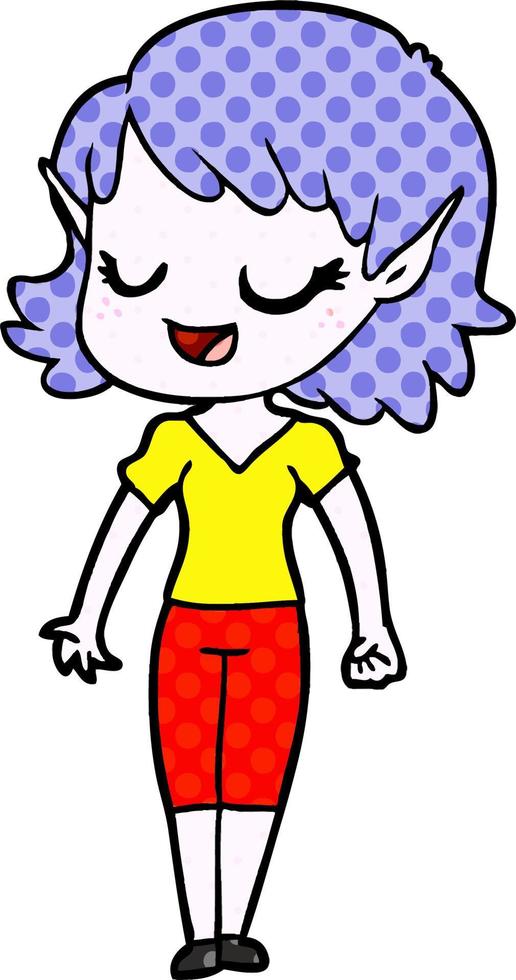 happy cartoon elf girl vector