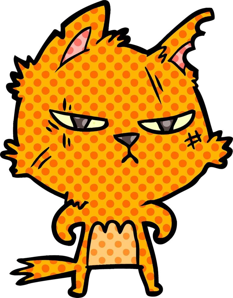 tough cartoon cat vector