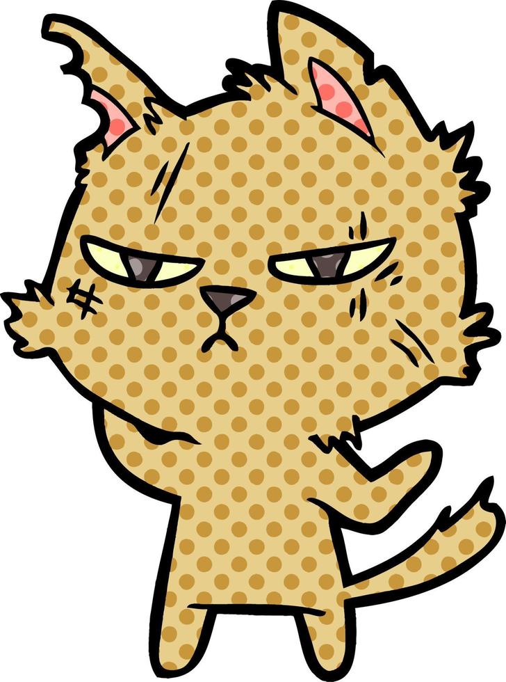 tough cartoon cat vector