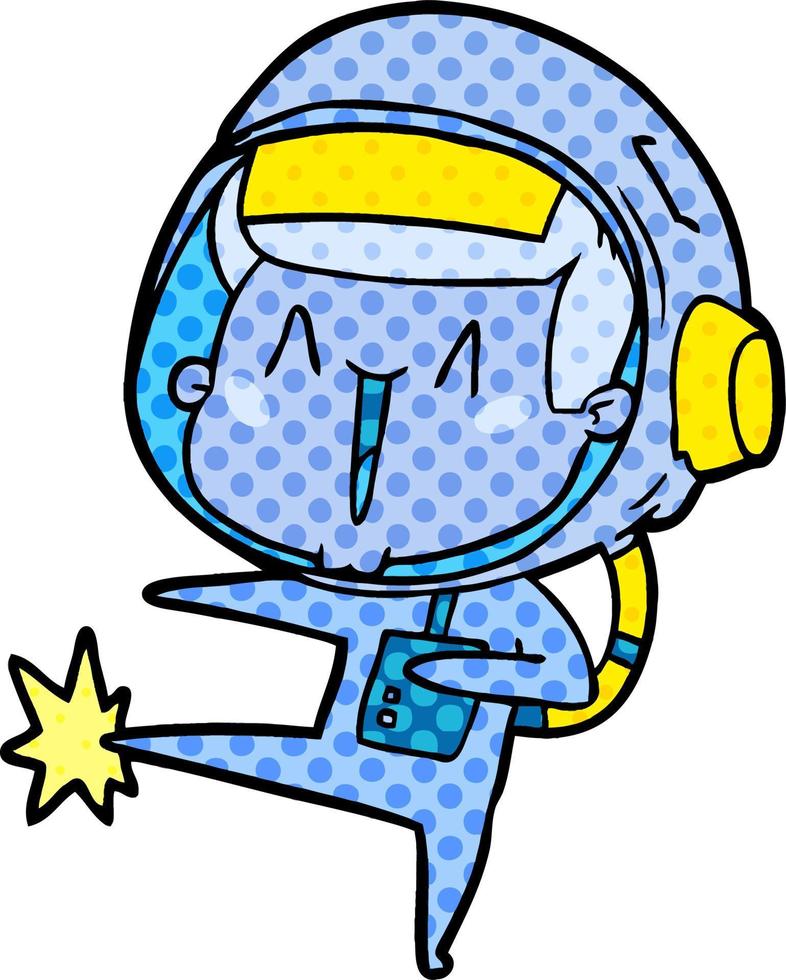 happy cartoon astronaut dancing vector