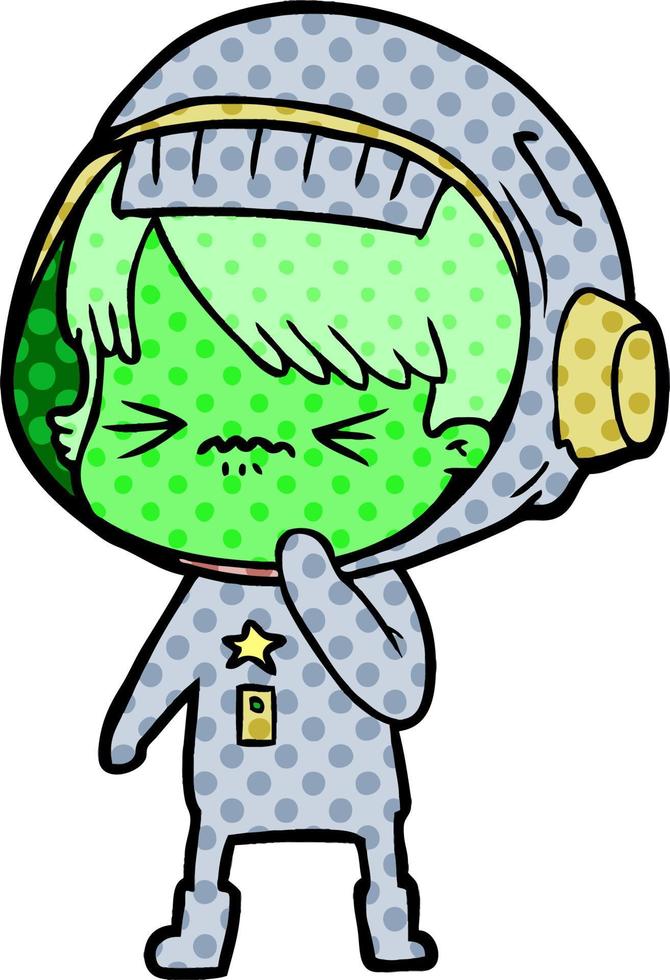 angry cartoon space girl vector