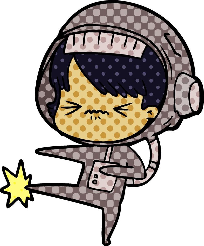 angry cartoon space girl stubbing toe vector