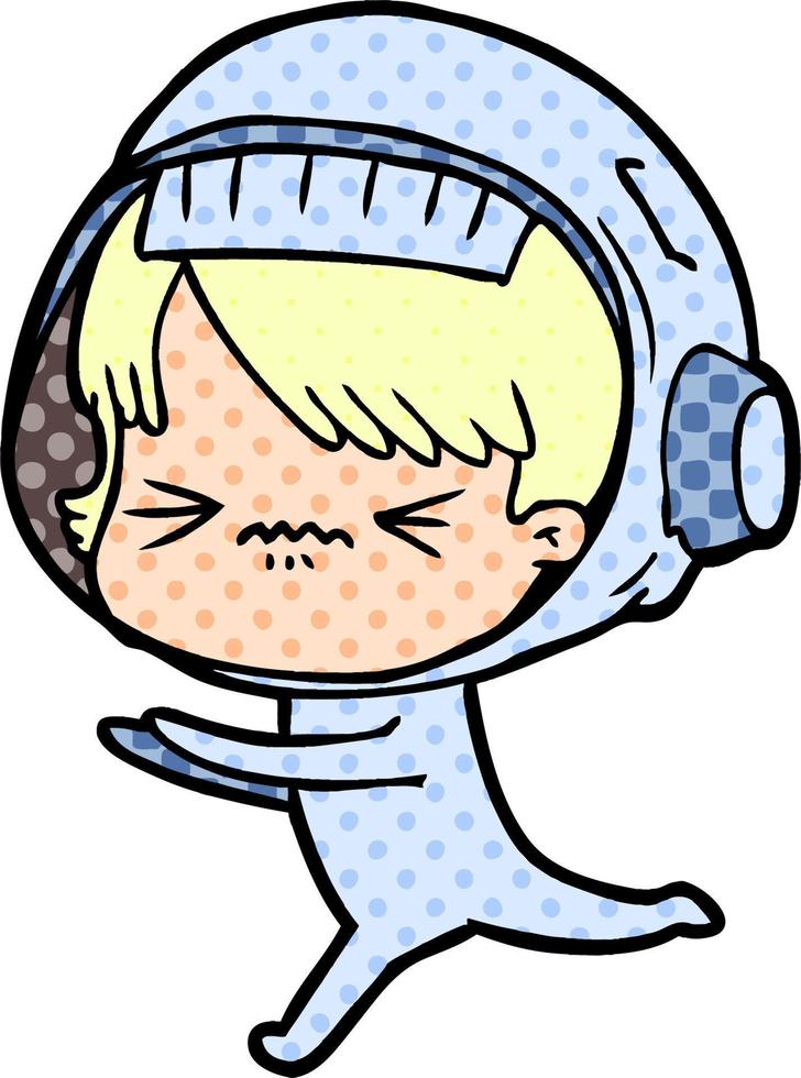 angry cartoon space girl vector